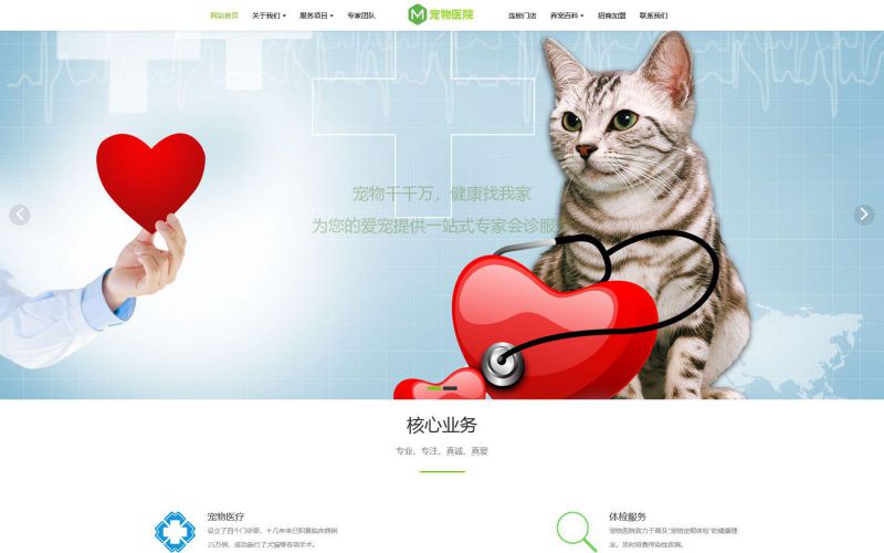 宠物医院网站模板，宠物医院网页模板，宠物医院响应式网站模板